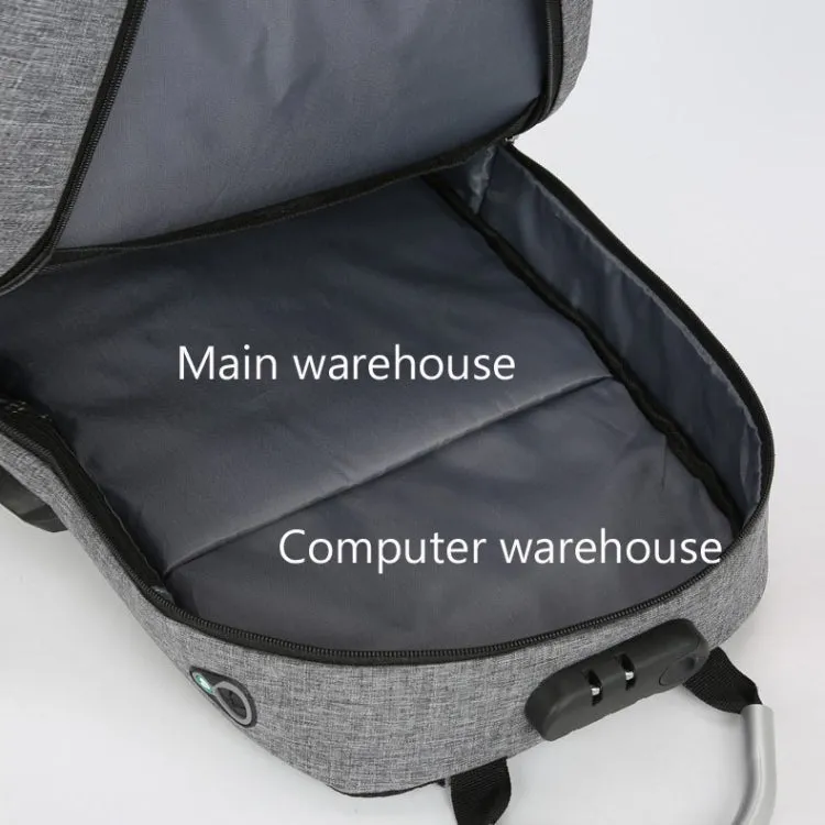 16 inch Men Password Lock Backpack Business Casual Anti-Theft Computer Bag With External USB Port(Light Gray)