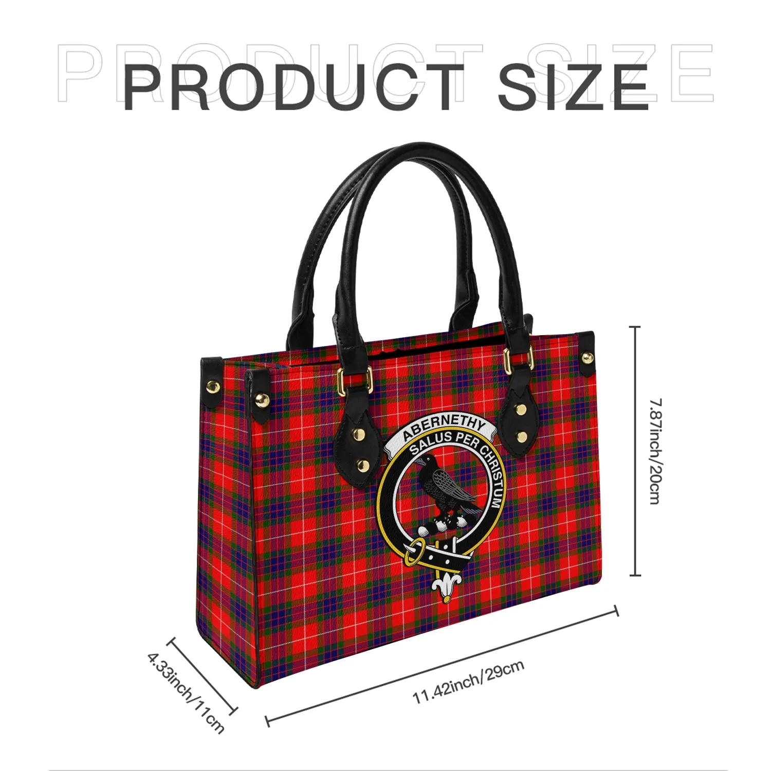 Abernethy Tartan Leather Bag with Family Crest