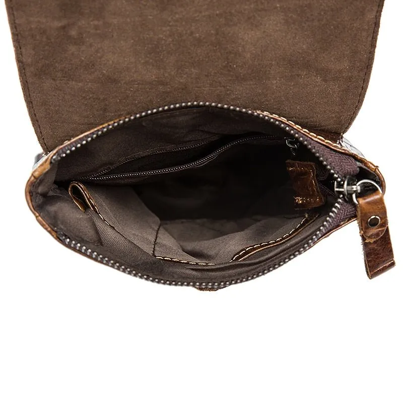 AlliLux Leather Box Messenger Bag