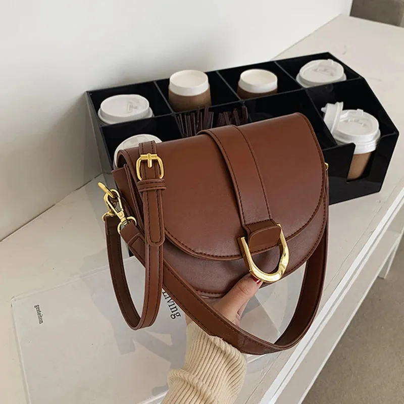 Amozae- Handbags For Women 2024Designer Luxury Women Bags Solid Color Retro Saddle Bag Outdoor Crossbody Bag For Women