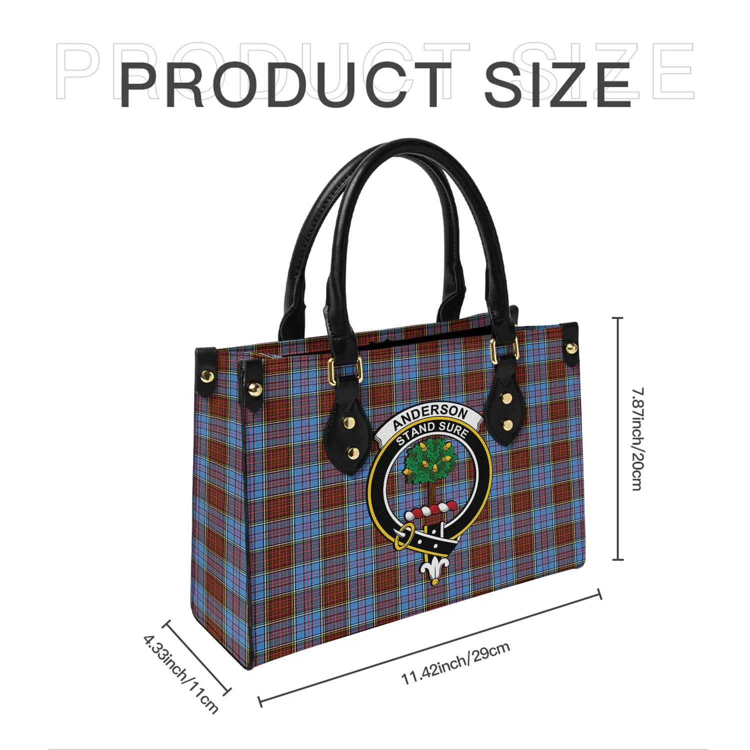 Anderson Modern Tartan Leather Bag with Family Crest