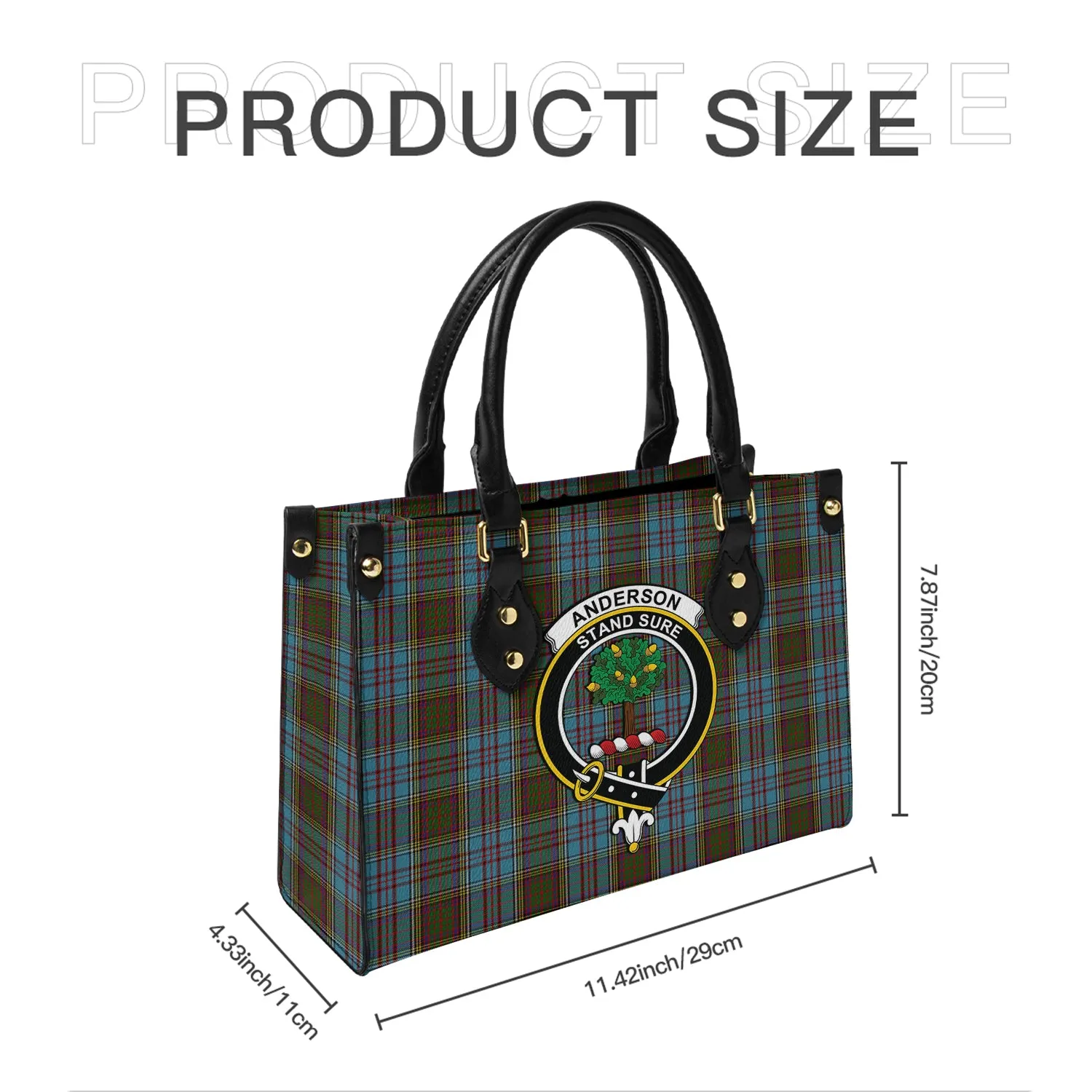 Anderson Tartan Leather Bag with Family Crest