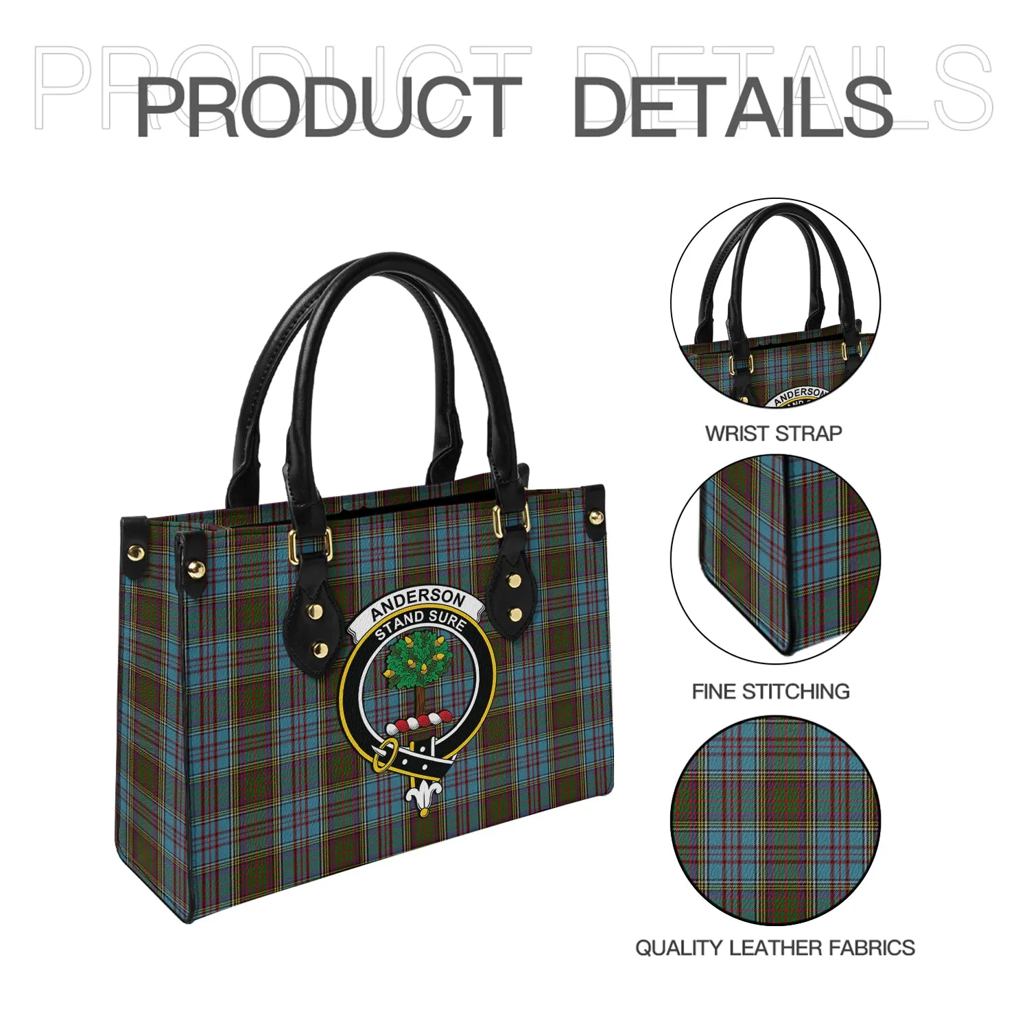 Anderson Tartan Leather Bag with Family Crest