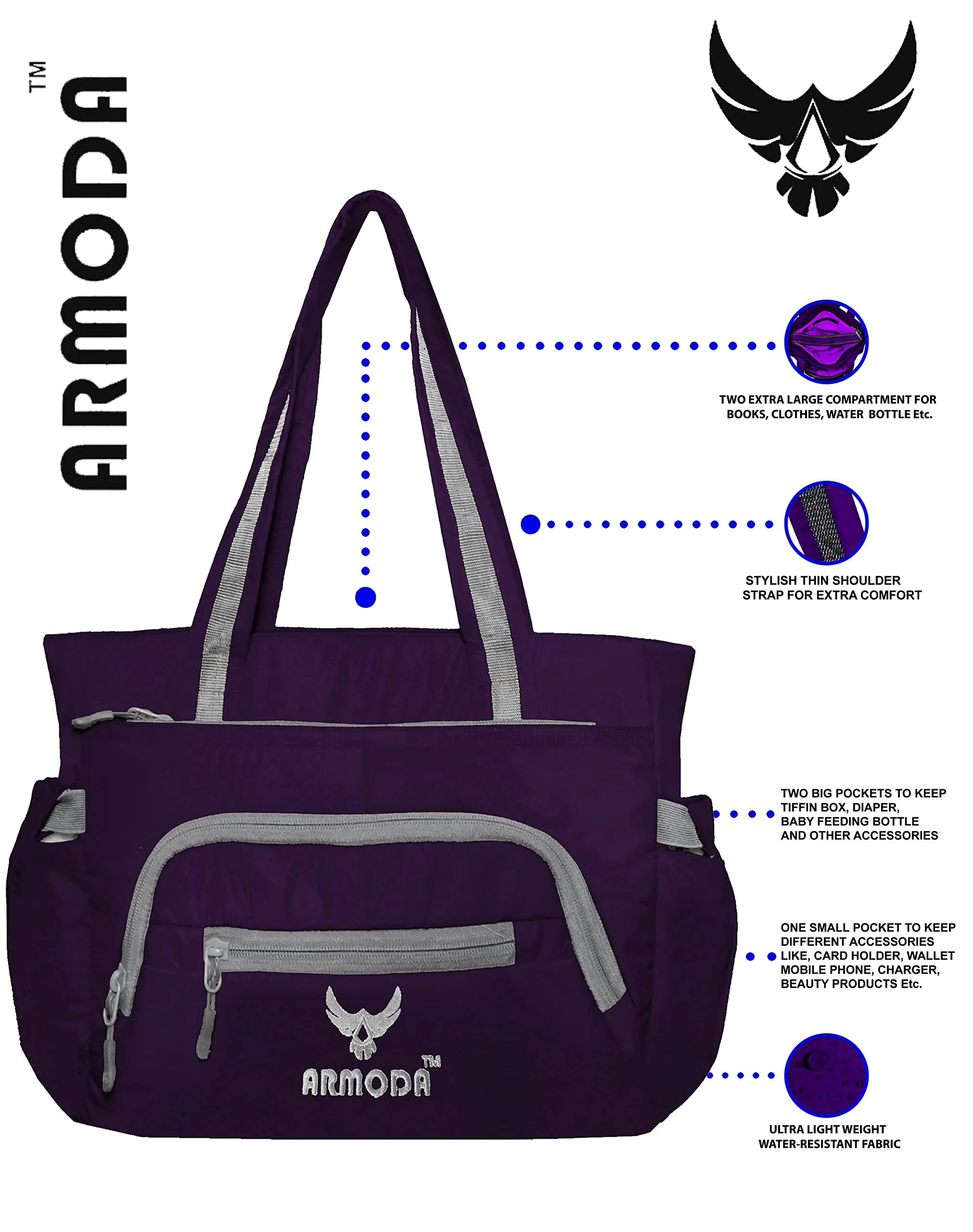 ARMODA Girls College Shoulder Bag (Purple)