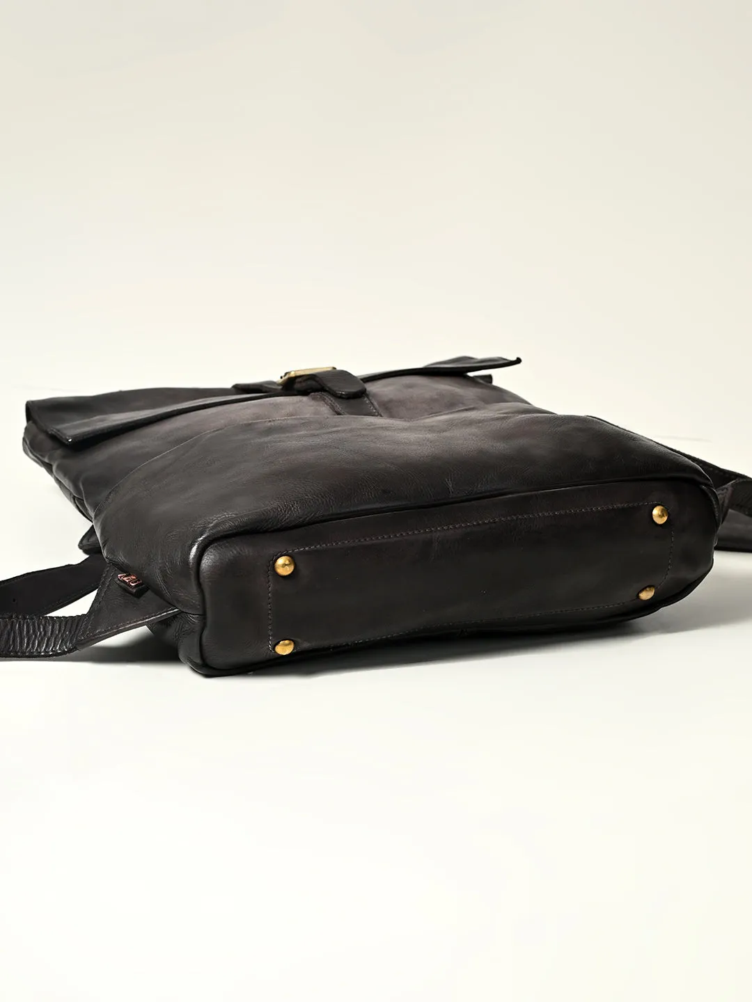 Art N Vintage James : Real Leather Black Backpack