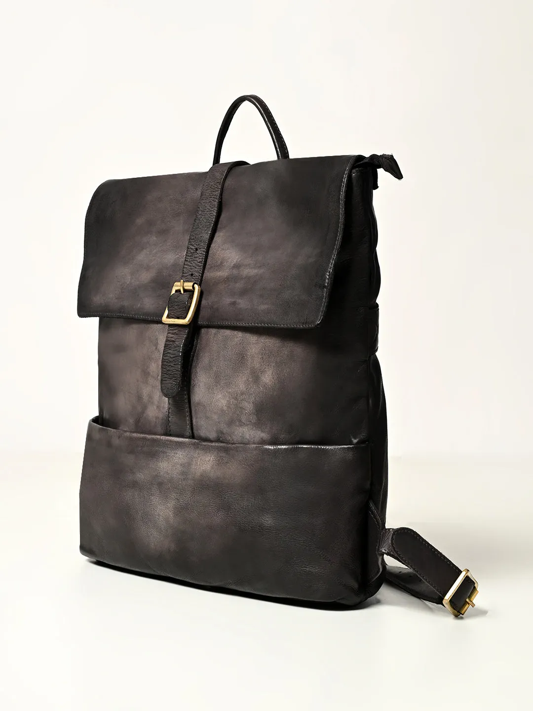 Art N Vintage James : Real Leather Black Backpack