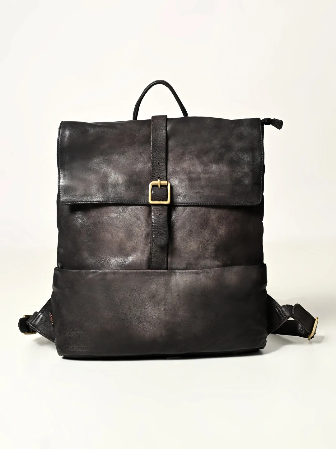 Art N Vintage James : Real Leather Black Backpack