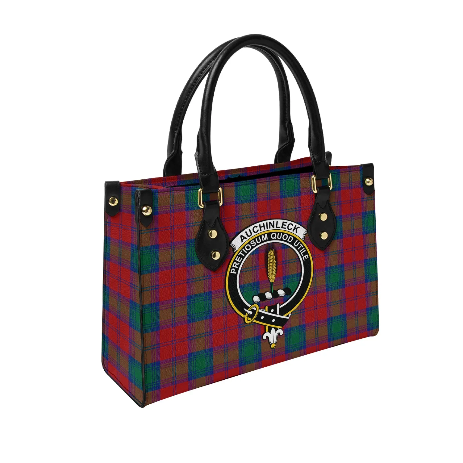 Auchinleck (Affleck) Tartan Leather Bag with Family Crest