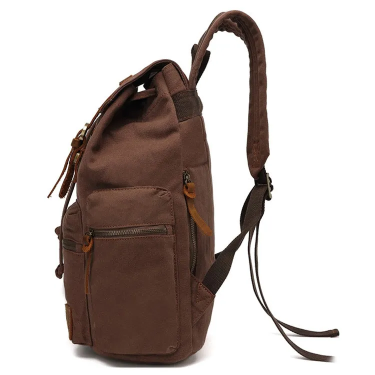 AUGUR 1039 Men Retro Canvas Backpack Shoulders Laptop Bag(Khaki)