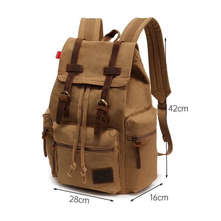 AUGUR 1039 Men Retro Canvas Backpack Shoulders Laptop Bag(Khaki)