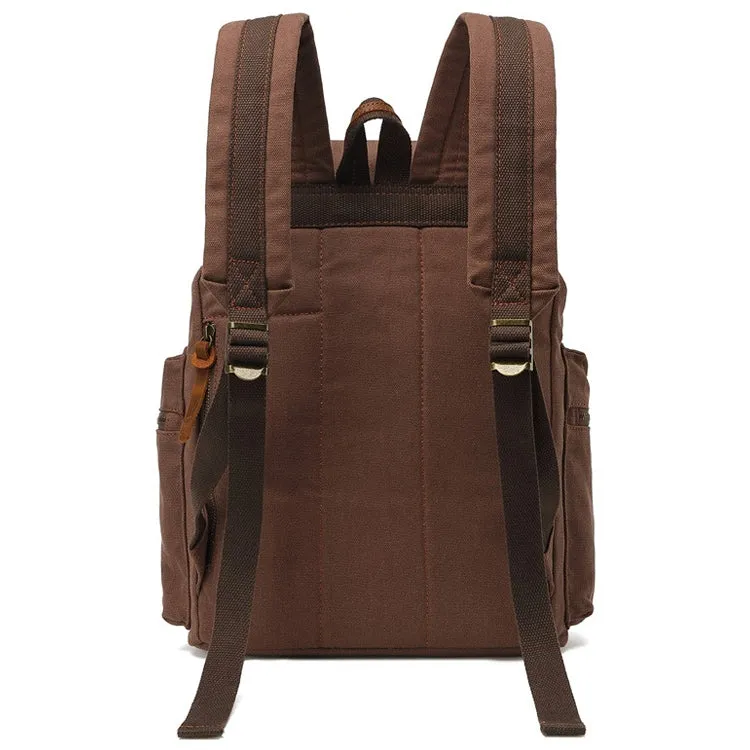 AUGUR 1039 Men Retro Canvas Backpack Shoulders Laptop Bag(Khaki)