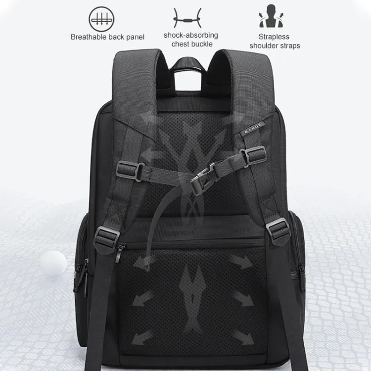 Bange BG-2602 Men Oxford Cloth Spliced With Leather Waterproof Backpack with USB Port, Size: 46 x 33 x 19cm(Black)