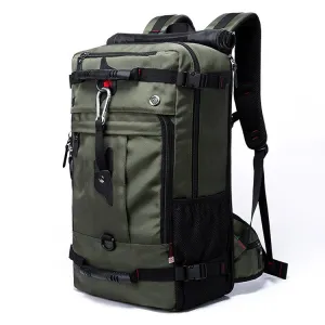 BANGE Oxford Cloth Backpack Travel Men Outdoor Large Capacity Luggage Bag Multifunctional Hiking Shoulders Bag(Army Green)