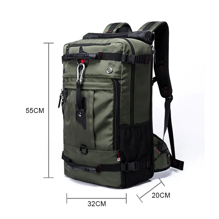 BANGE Oxford Cloth Backpack Travel Men Outdoor Large Capacity Luggage Bag Multifunctional Hiking Shoulders Bag(Army Green)