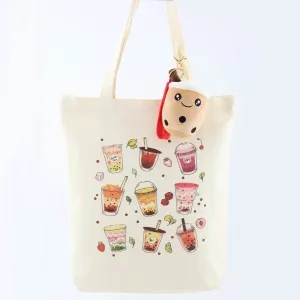 Boba Milk Tea Lover Bag Canvas Bubble Tea Tote Bag Gift for Boba Lovers