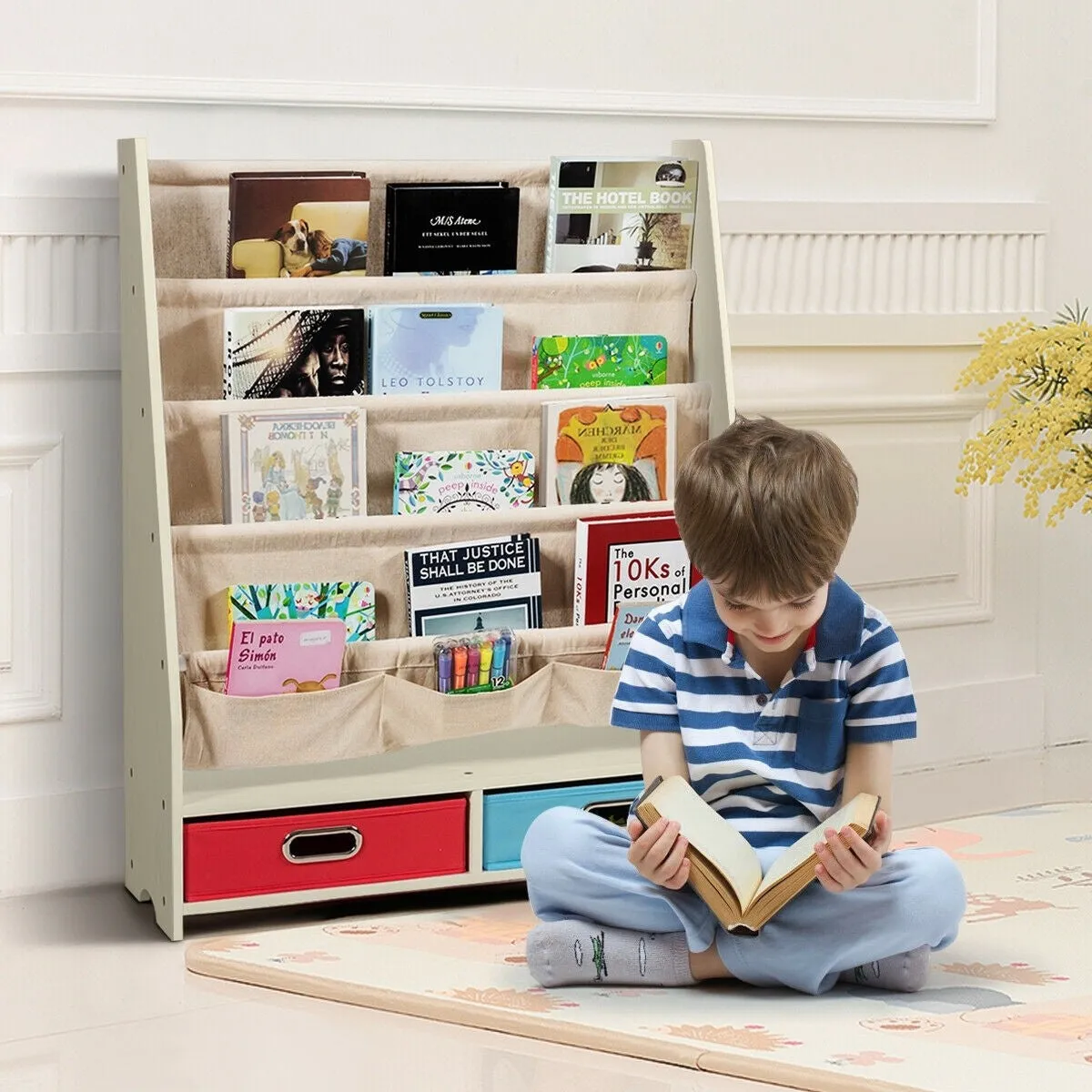 Bookrack & Toy Organizer - Beige