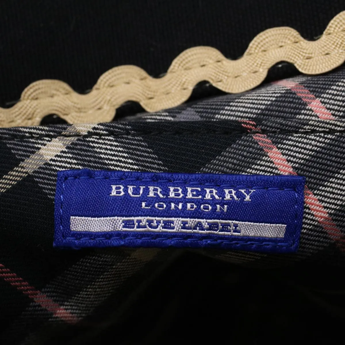 BURBERRY Blue Label Tote Bag Canvas Black Beige  bs9626