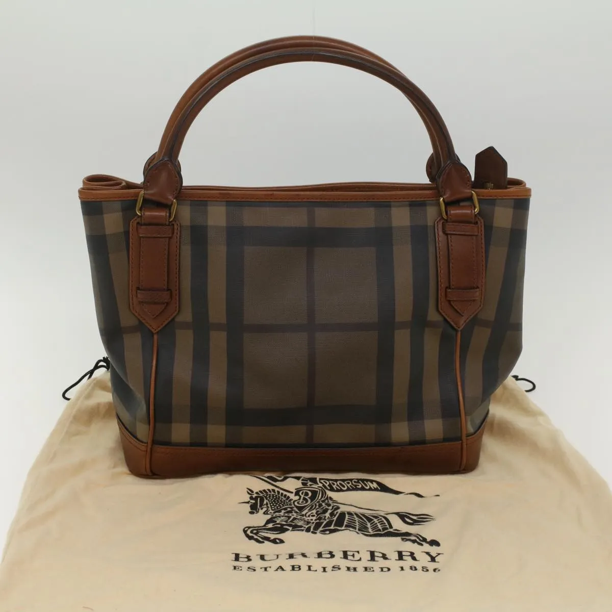 BURBERRY Nova Check Blue Label Shoulder Bag PVC Leather Brown  54109