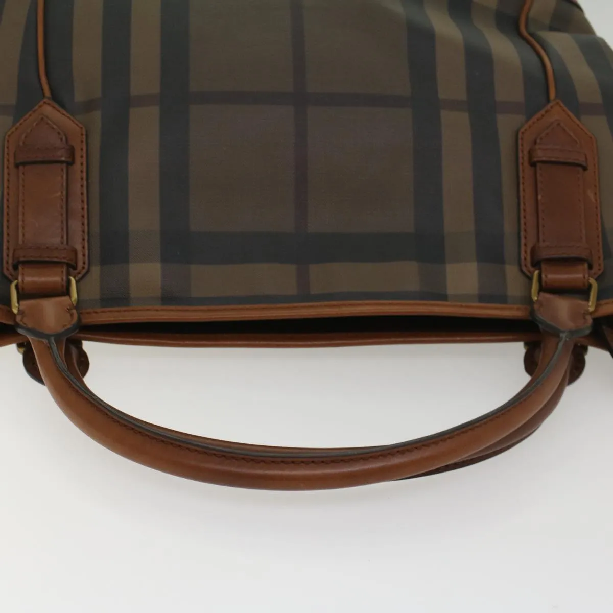 BURBERRY Nova Check Blue Label Shoulder Bag PVC Leather Brown  54109