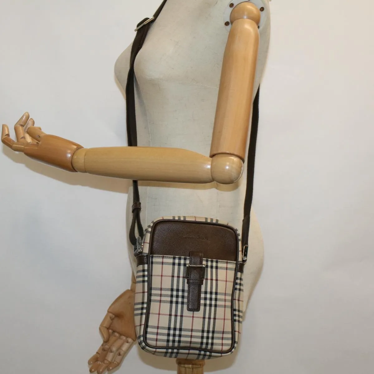 BURBERRY Nova Check Shoulder Bag Canvas Beige Brown  56460