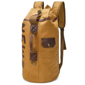 Canvas Large Capacity Casual Men Backpack Retro Outdoor Multifunctional Travel Bag(B22 Earth Yellow)