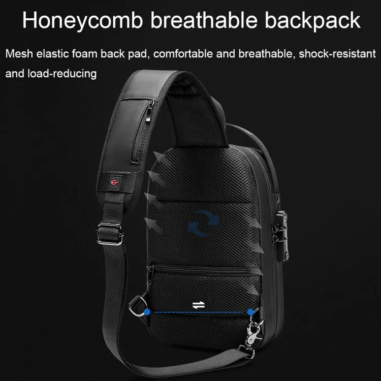 Casual Hard Shell Waterproof Chest Bag With USB Port Lightweight Outdoor Shoulder Messenger Bag(Black)