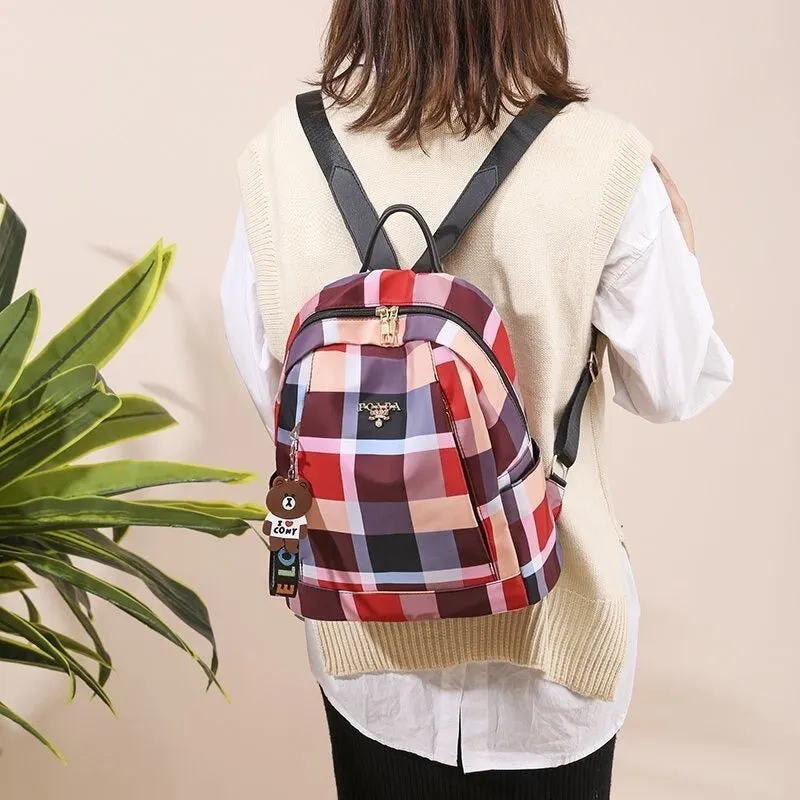 Casual Women Plaid Waterproof Backpacks