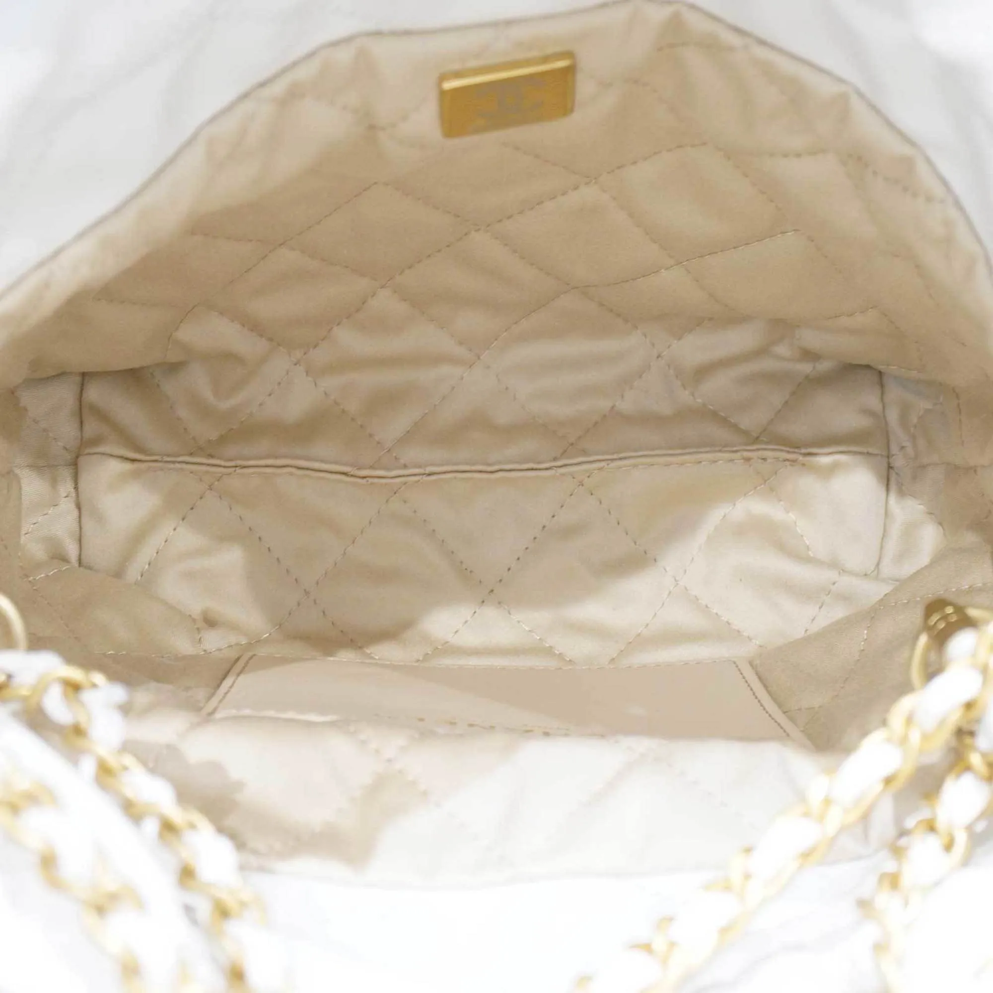 CHANEL 22 Chain Shoulder Bag AS3980 White [G Chain] Calfskin Women's Men's