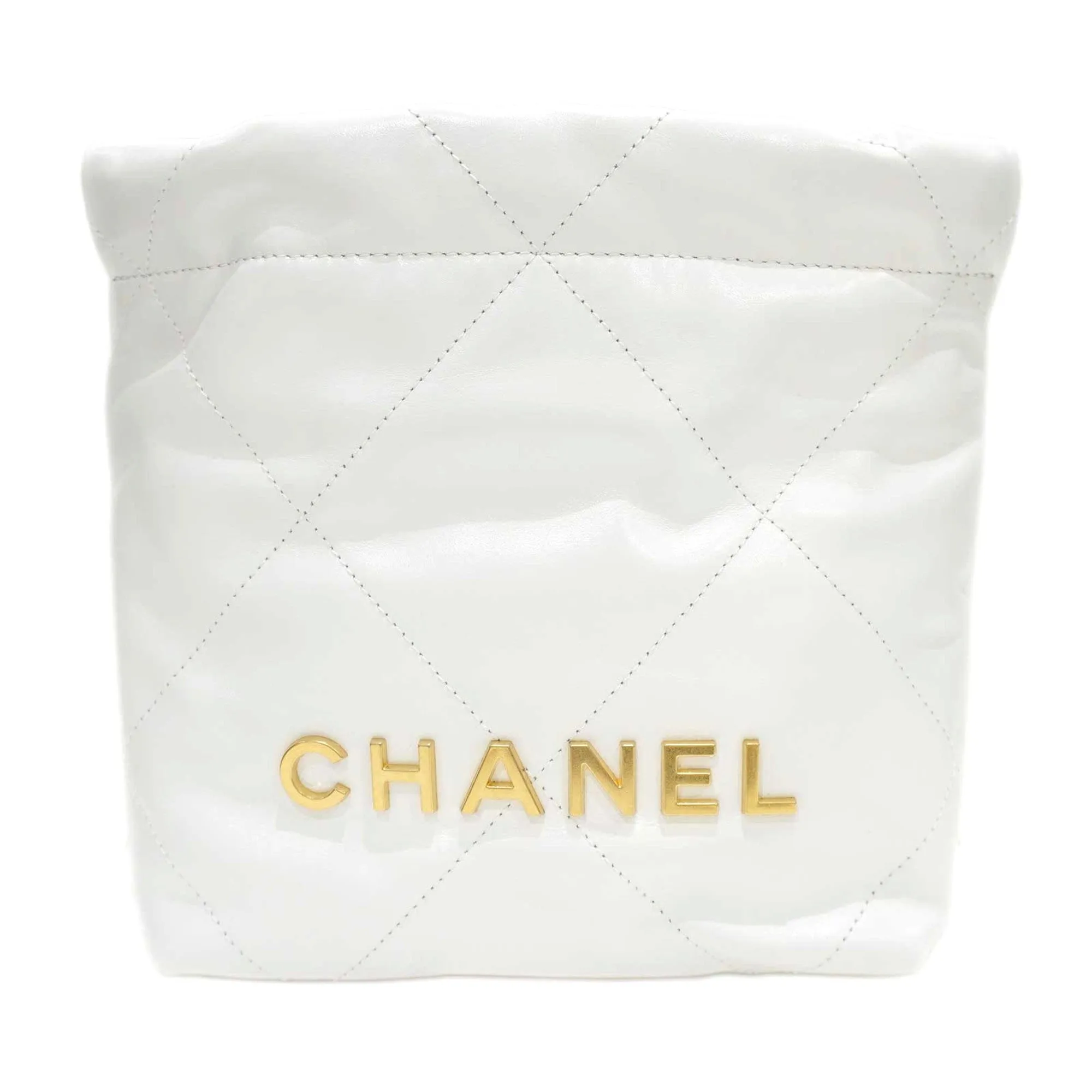 CHANEL 22 Chain Shoulder Bag AS3980 White [G Chain] Calfskin Women's Men's