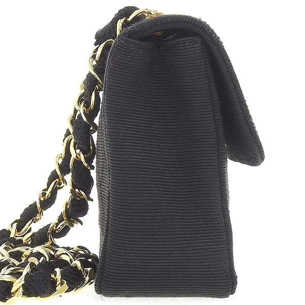 CHANEL Around 1990 Made Turn-Lock Mini Chain Bag Black