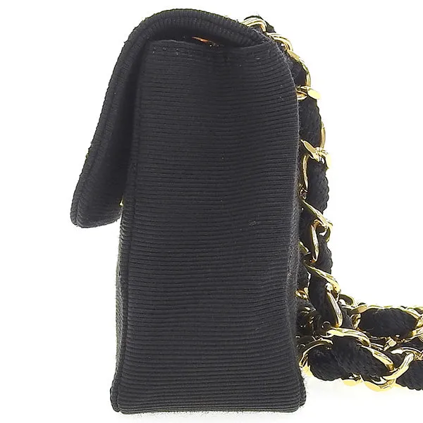 CHANEL Around 1990 Made Turn-Lock Mini Chain Bag Black