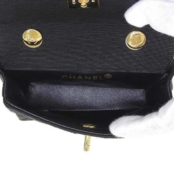 CHANEL Around 1990 Made Turn-Lock Mini Chain Bag Black