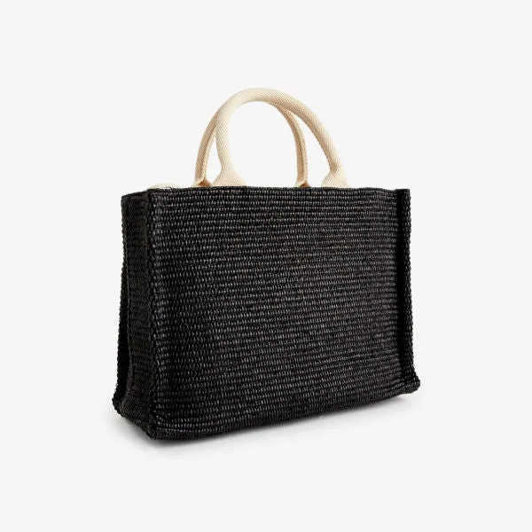 Cotton blend tote bag with embroidered Marni logo, black