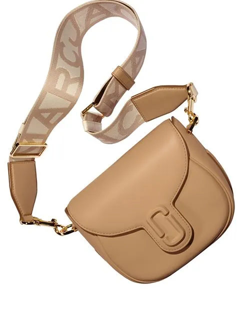 Covered J Marc MARC JACOBS Small Saddle Bag, Tan/Beige