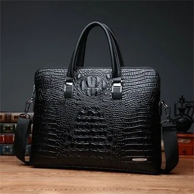 CrocoLux Double Layer Leather Laptop Briefcase