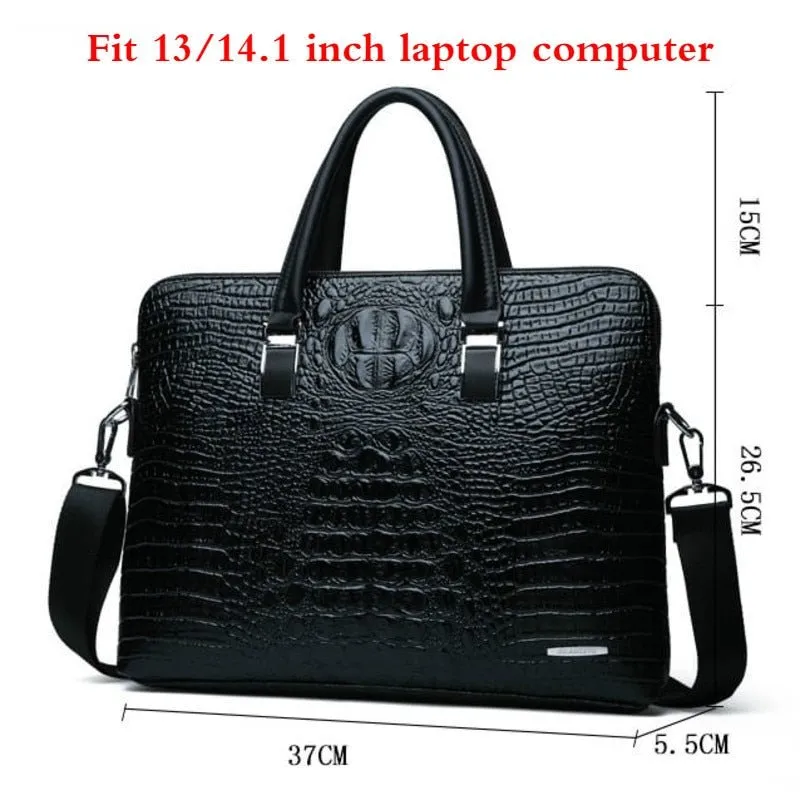 CrocoLux Double Layer Leather Laptop Briefcase