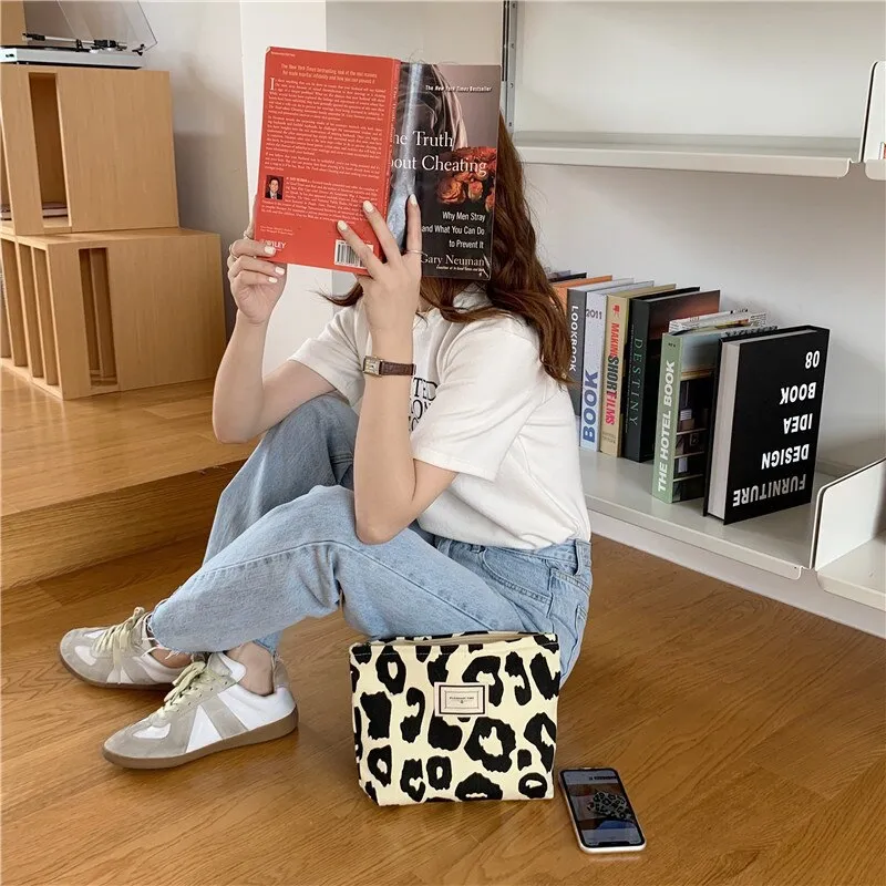 Darianrojas Korean Chic Big Casual Large Capacity Tote Bags Leopard Shoulder Bag Ladies Canvas Underarm Shopping Bag New Bolsa Mujer