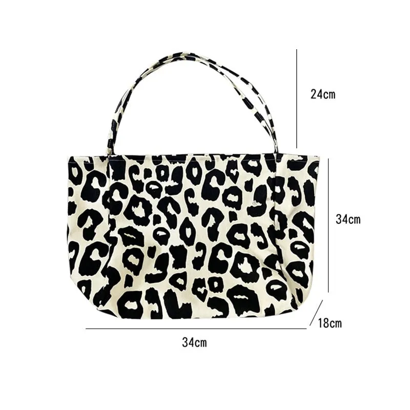 Darianrojas Korean Chic Big Casual Large Capacity Tote Bags Leopard Shoulder Bag Ladies Canvas Underarm Shopping Bag New Bolsa Mujer