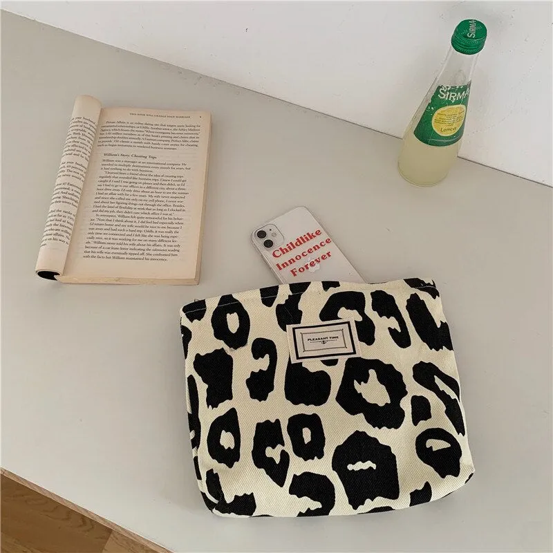 Darianrojas Korean Chic Big Casual Large Capacity Tote Bags Leopard Shoulder Bag Ladies Canvas Underarm Shopping Bag New Bolsa Mujer