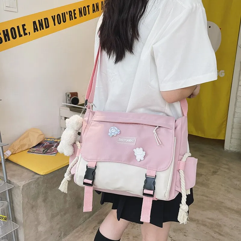 Darianrojas Korean Fashion Casual Big Bag Student School Bags for Teenage Girls Messenger Bag Shoulder Bag Crossbody Bags Women