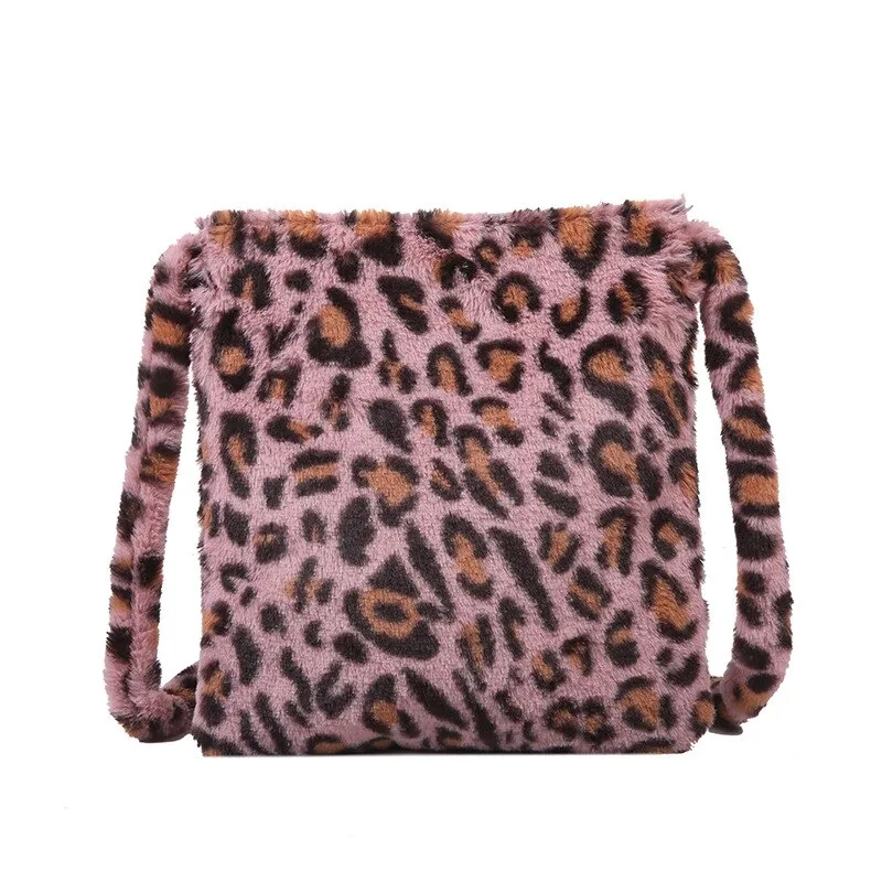 Darianrojas Leopard Plush Shoulder Bags for Women's Autumn and Winter Fashion Ladies Vintage Handbags Women Large Capacity Messenger Bags