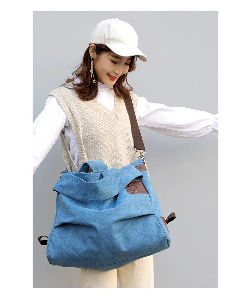 Darianrojas New Ladies Canvas Bag Fashion Fold Female Bag Large Capacity Portable Female Bag Casual One-shoulder Messenger Bag