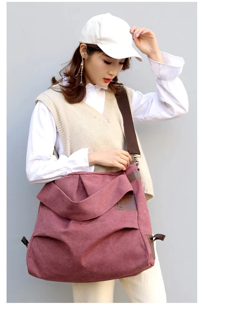 Darianrojas New Ladies Canvas Bag Fashion Fold Female Bag Large Capacity Portable Female Bag Casual One-shoulder Messenger Bag