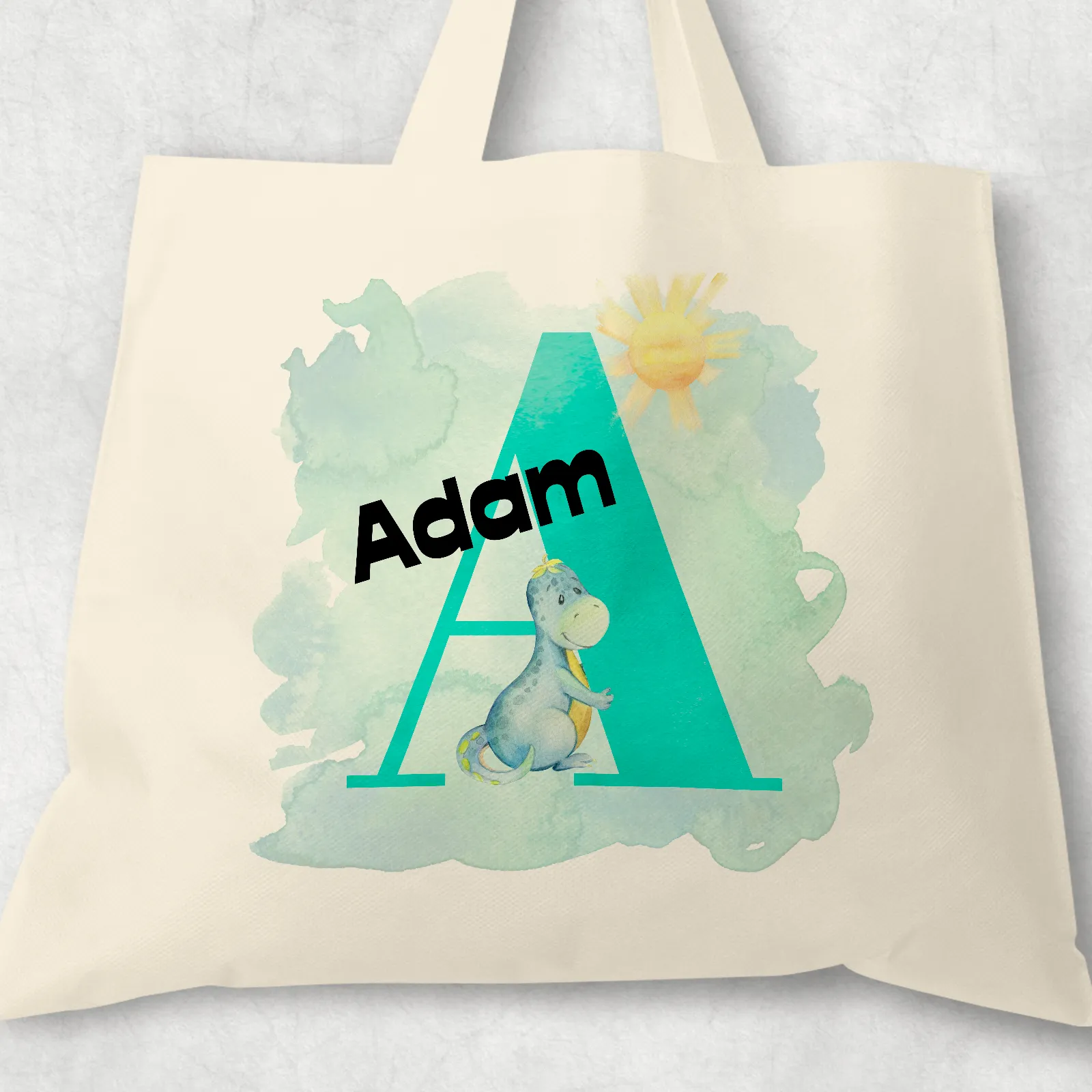 Dino Alphabet Watercolour Tote Bag