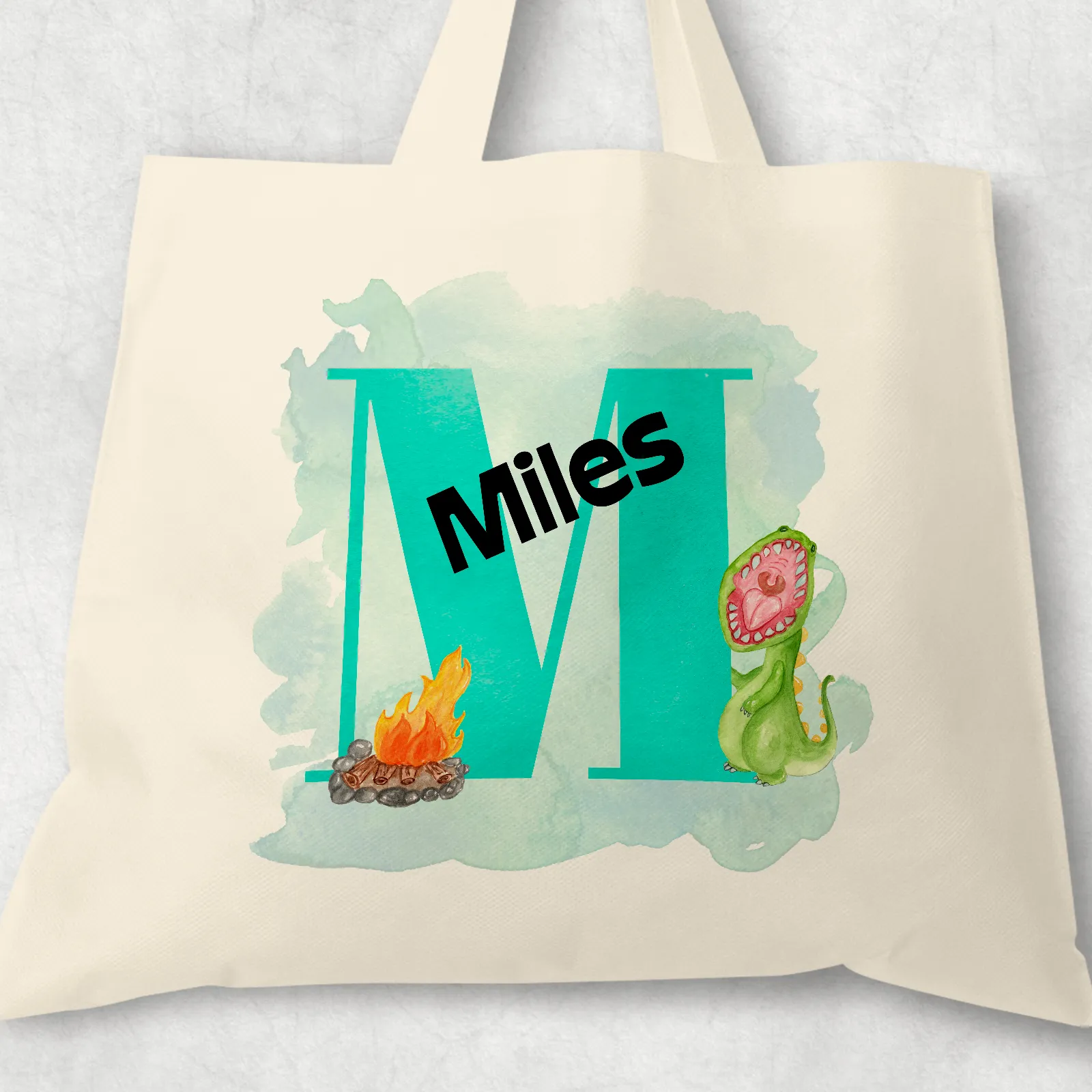 Dino Alphabet Watercolour Tote Bag