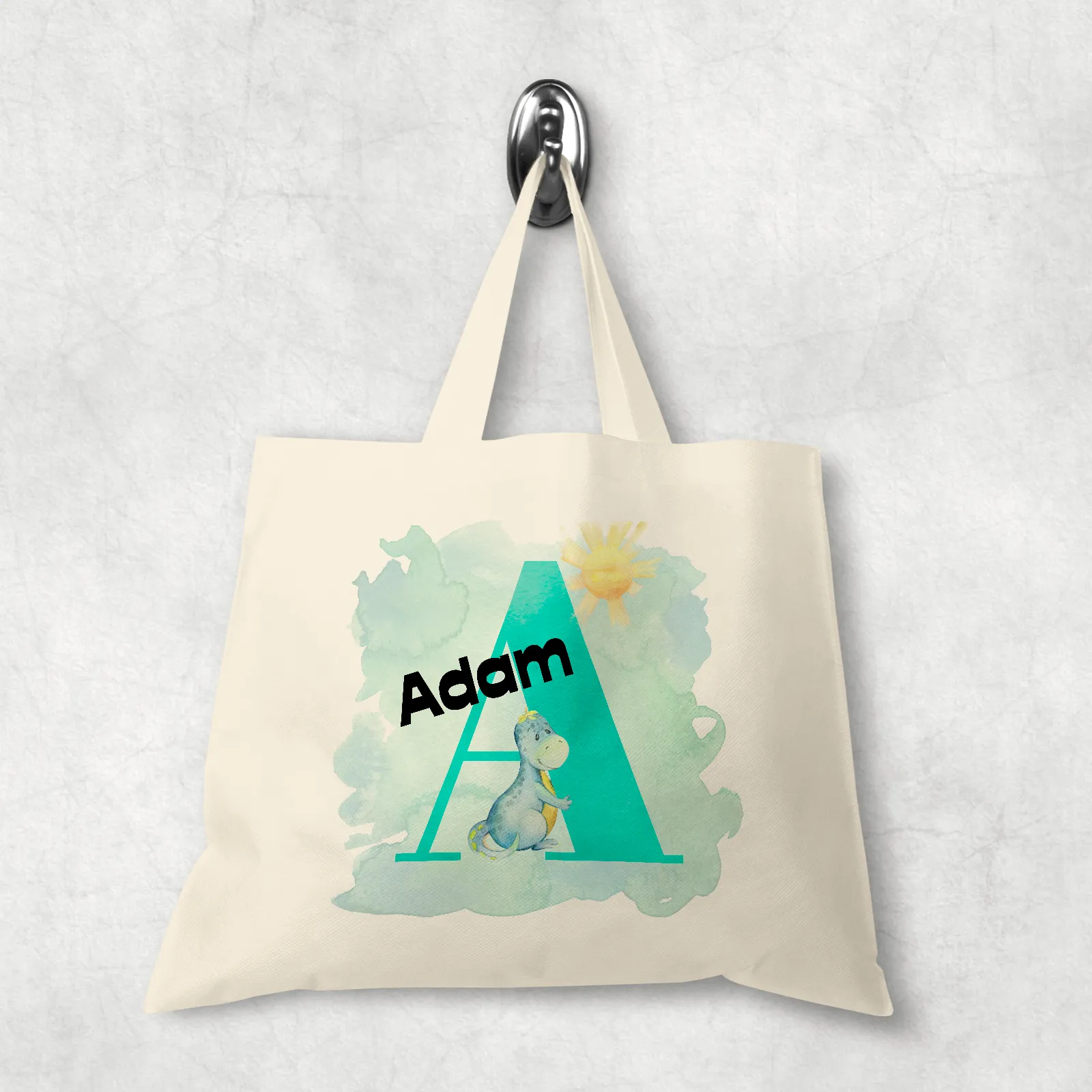 Dino Alphabet Watercolour Tote Bag