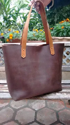 Distressed Large Leather Tote Bag