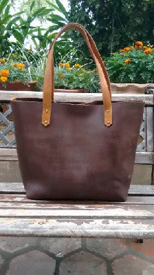 Distressed Large Leather Tote Bag