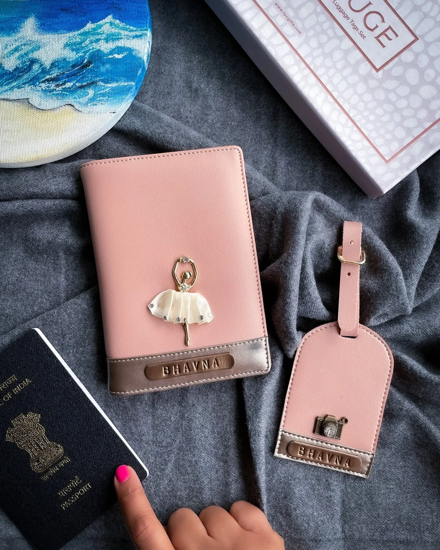 Dual Tone Passport Cover & Luggage Tag Set