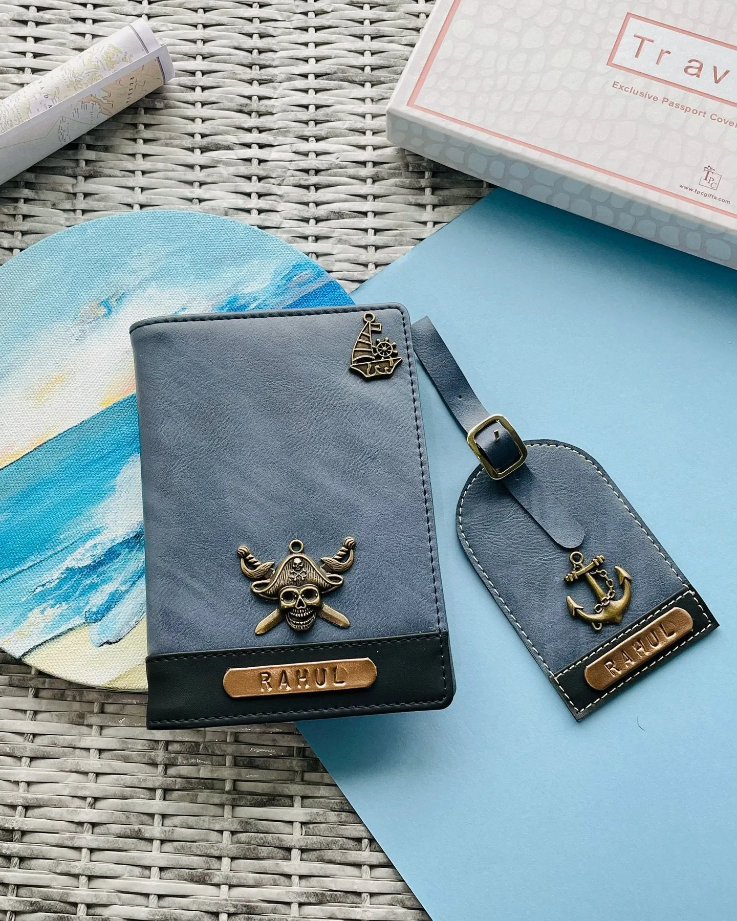 Dual Tone Passport Cover & Luggage Tag Set